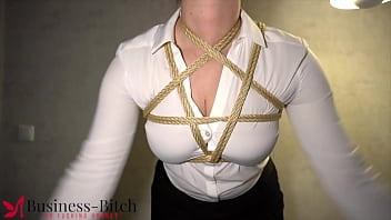 Secretary tied up for Kinbaku bondage anal experience - businessbitch